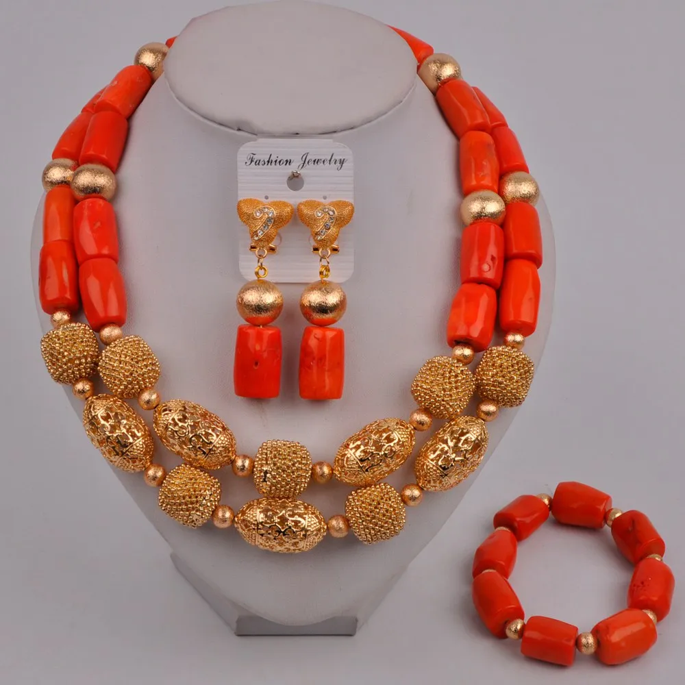 Нигерийские Свадебные Коралловые бусы ювелирный набор Африканский Свадебный