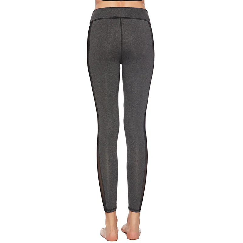 

Women 2021 Fitness Leggings Contrast Color Mesh Stripes Stitching Sexy Fitness Leggings High Waist Ankle-Length Mesh legging