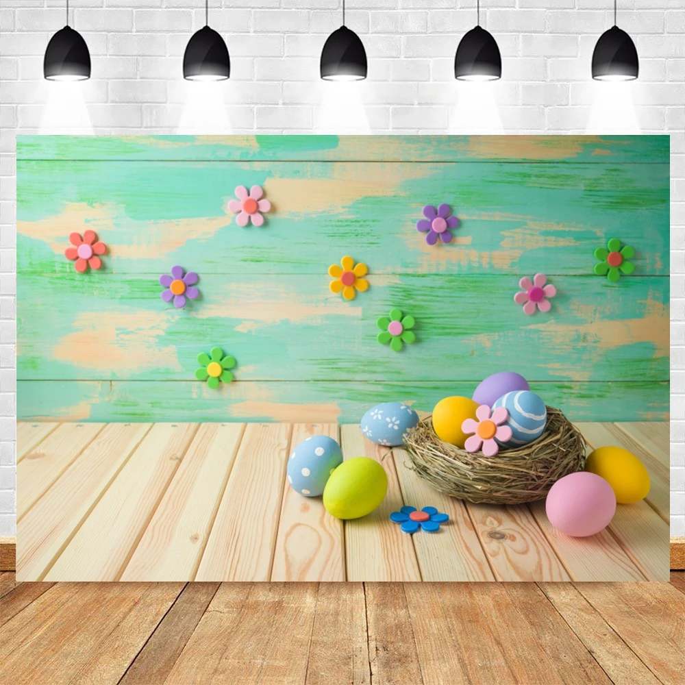 

Yeele Easter Eggs Wooden Boards Flowers Photocall Baby Photography Backdrop Photographic Decoration Backgrounds For Photo Studio