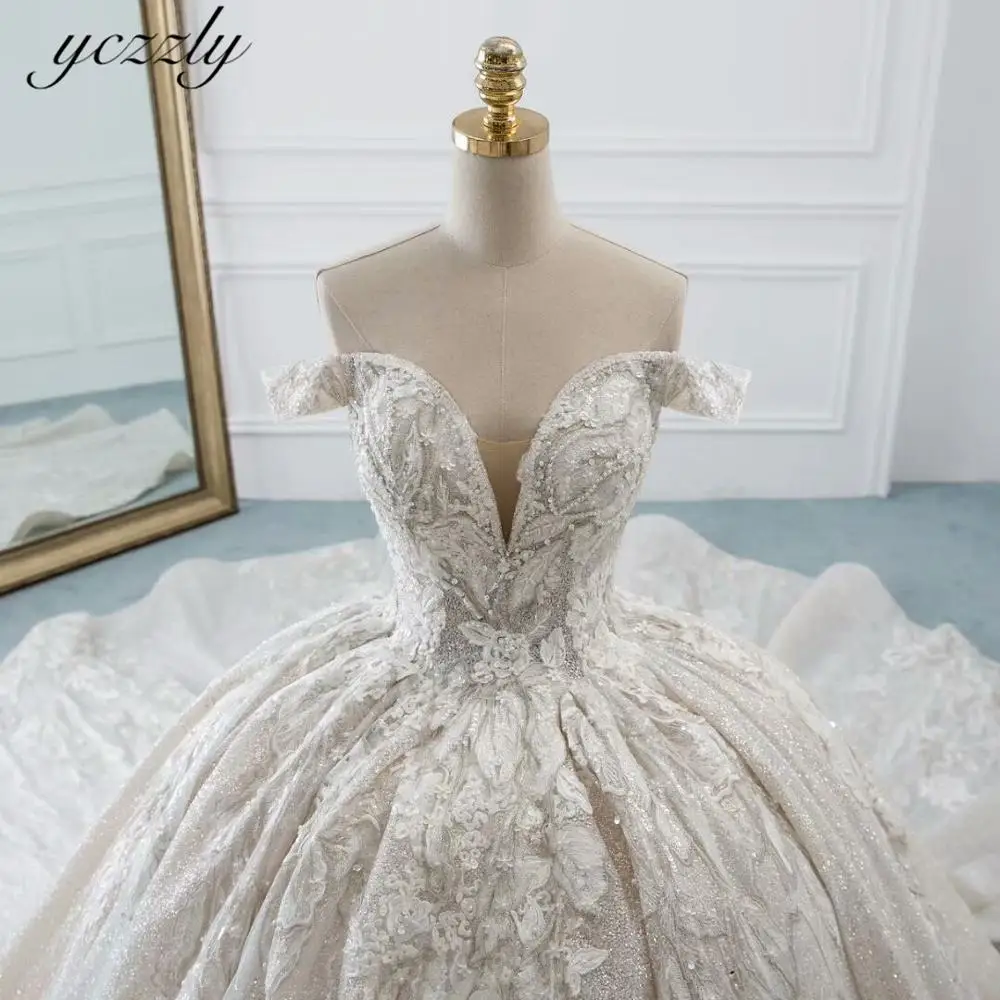 Vestidos De Novia арабский Роскошные блестящие бальное платье Дубай с открытыми плечами