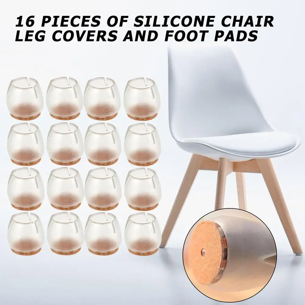 

16pcs Silicone Chair Leg Caps Feet Pads Non-Slip Chair Leg Protective Case Cap Pad Furniture Table Covers