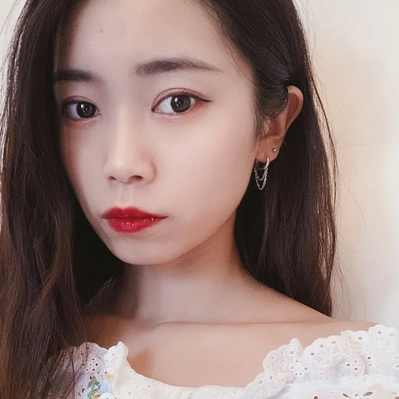 Серьги женские из серебра 925 пробы двухслойные холодный стиль кольцо с кисточкой