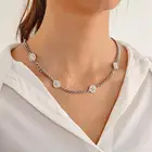Очаровательное простое ожерелье со смайликом для женщин, женский кулон, серебряный цвет, хип-хоп, рок, нержавеющая сталь, ювелирные аксессуары, подарки