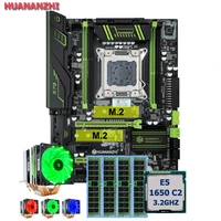 huananzhi x79 super lga 2011 gaming motherboard combo dual m 2 ssd slot xeon cpu e5 1650 3 2ghz 6 tubes cpu cooler 32g ram recc