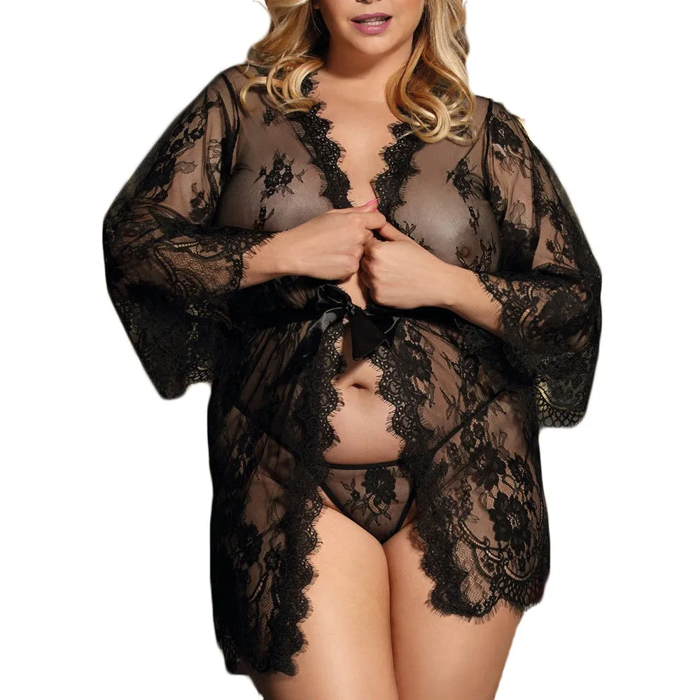 Для женщин комплект нижнего белья размера плюс плотный цветочный кружевной Трим