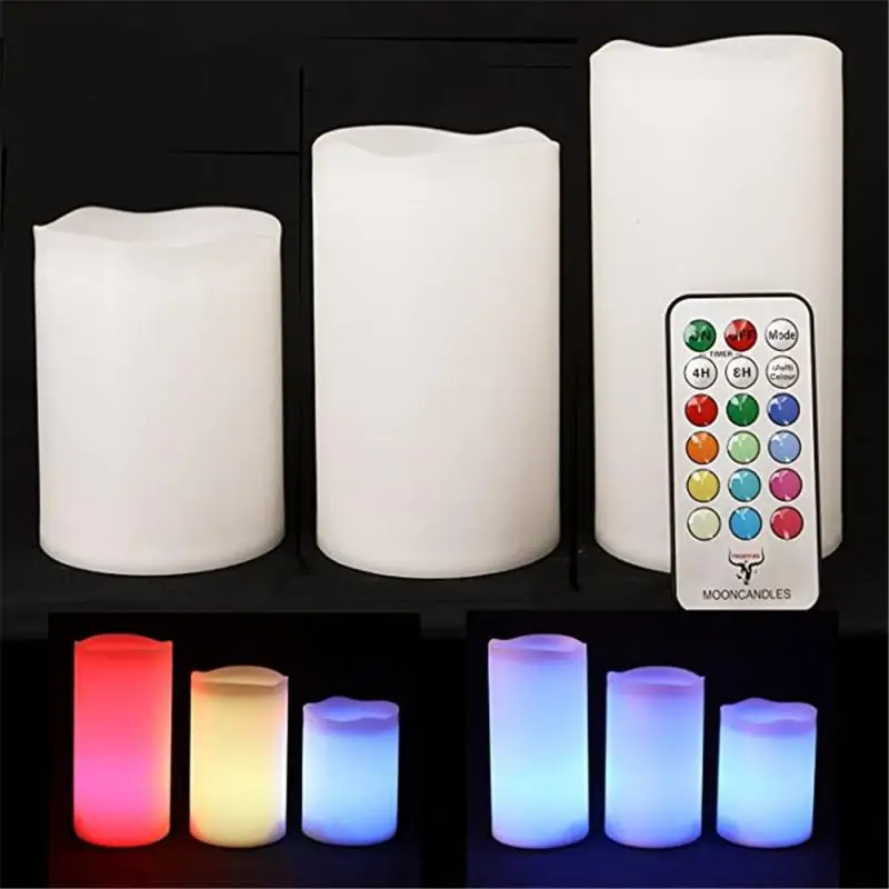 

3Pcs Candles Lights LED Flameless Candles Light With Timer Remote Control Smooth Flickering Candle Light Battery Night Lights