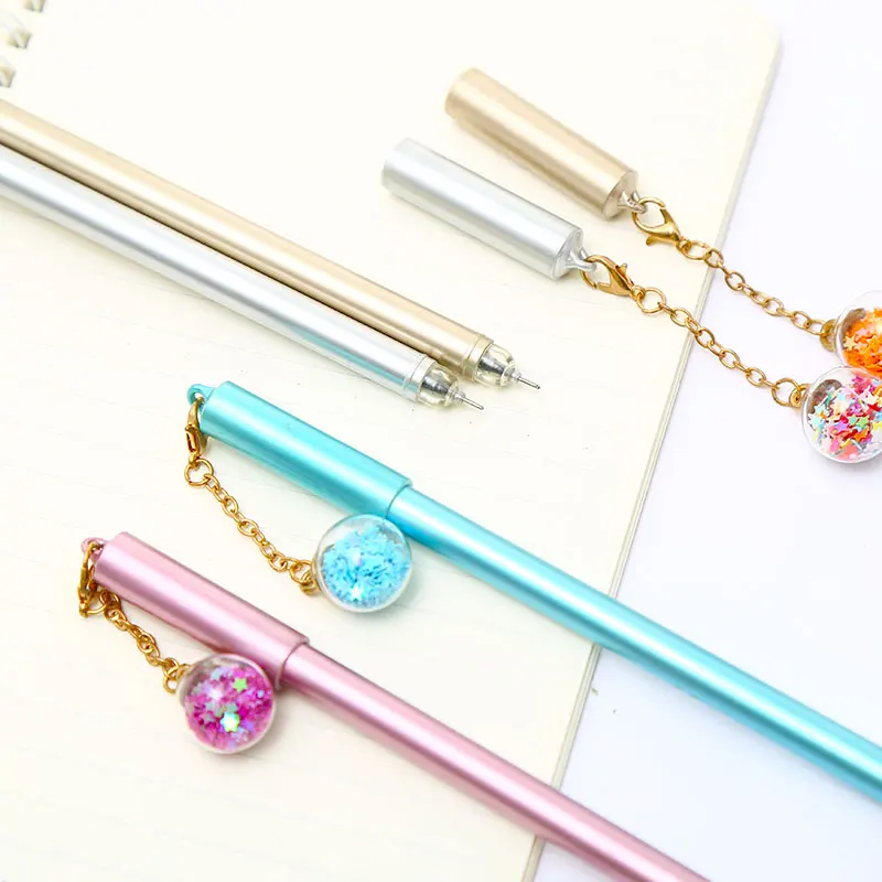 12 шт./компл. креативные милые шар геля подвеска pens синие чернила Kawaii магазина канцелярских принадлежностей вещь Карандаш Чехол сумка Школа Материал стационарный