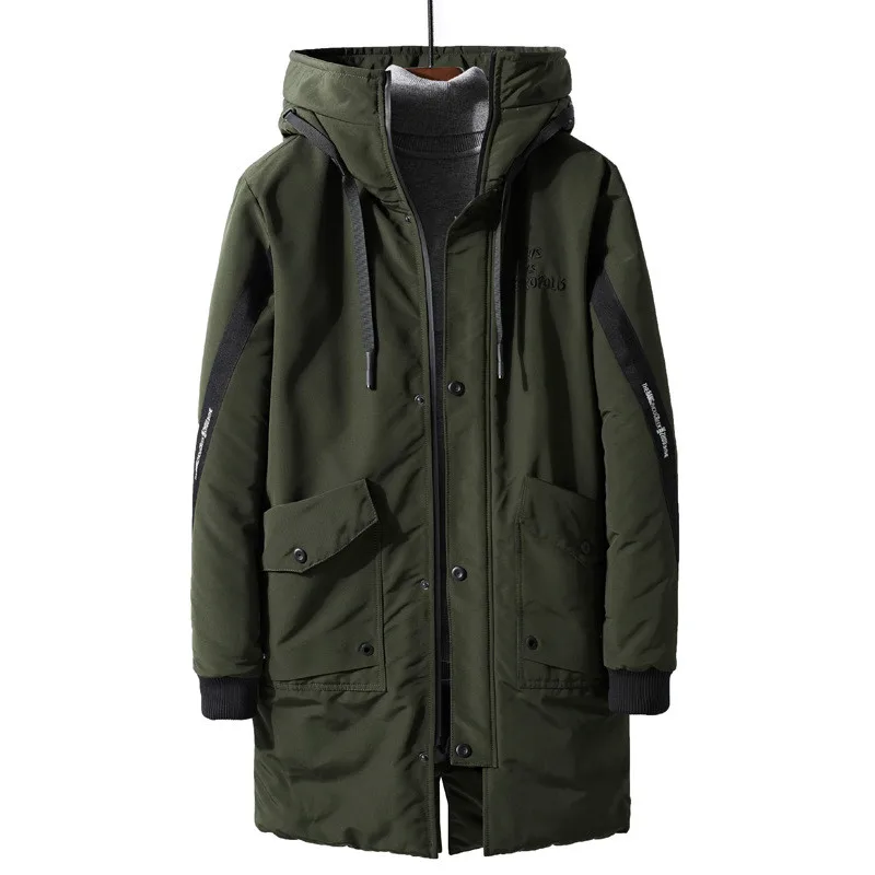 Зимняя куртка пальто мужская длинная вышивка винтажная теплая Толстая стеганая