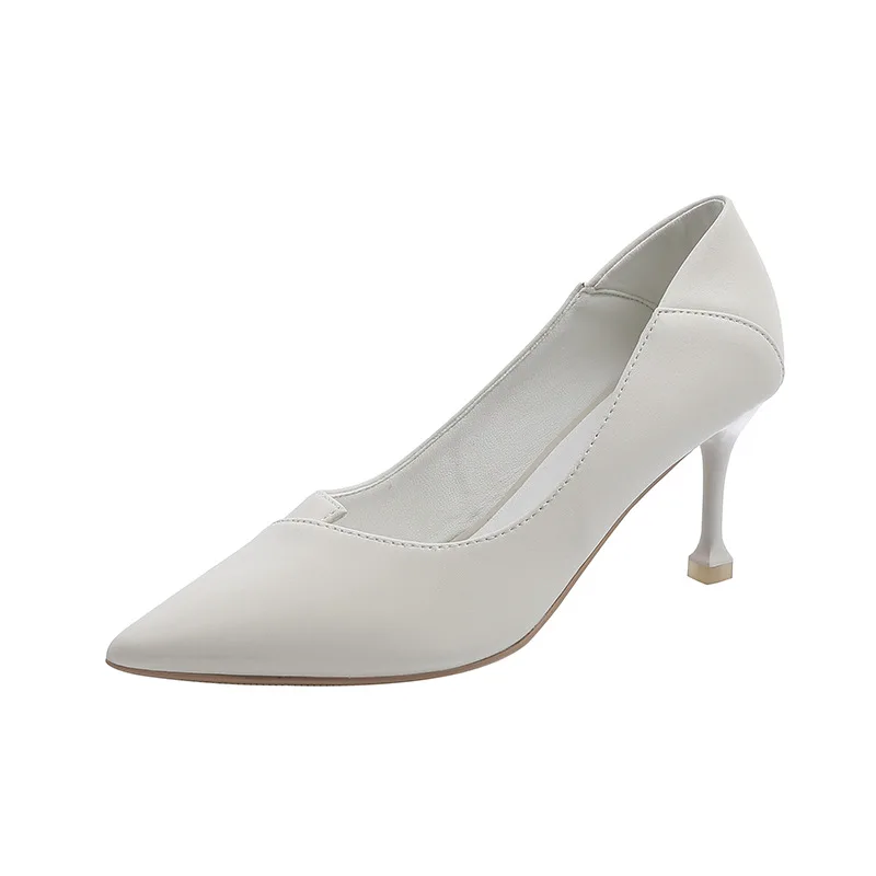 

2021 new leather female high-heeled pointed toe stiletto professional office women's shoes versatile casual fashion shoes