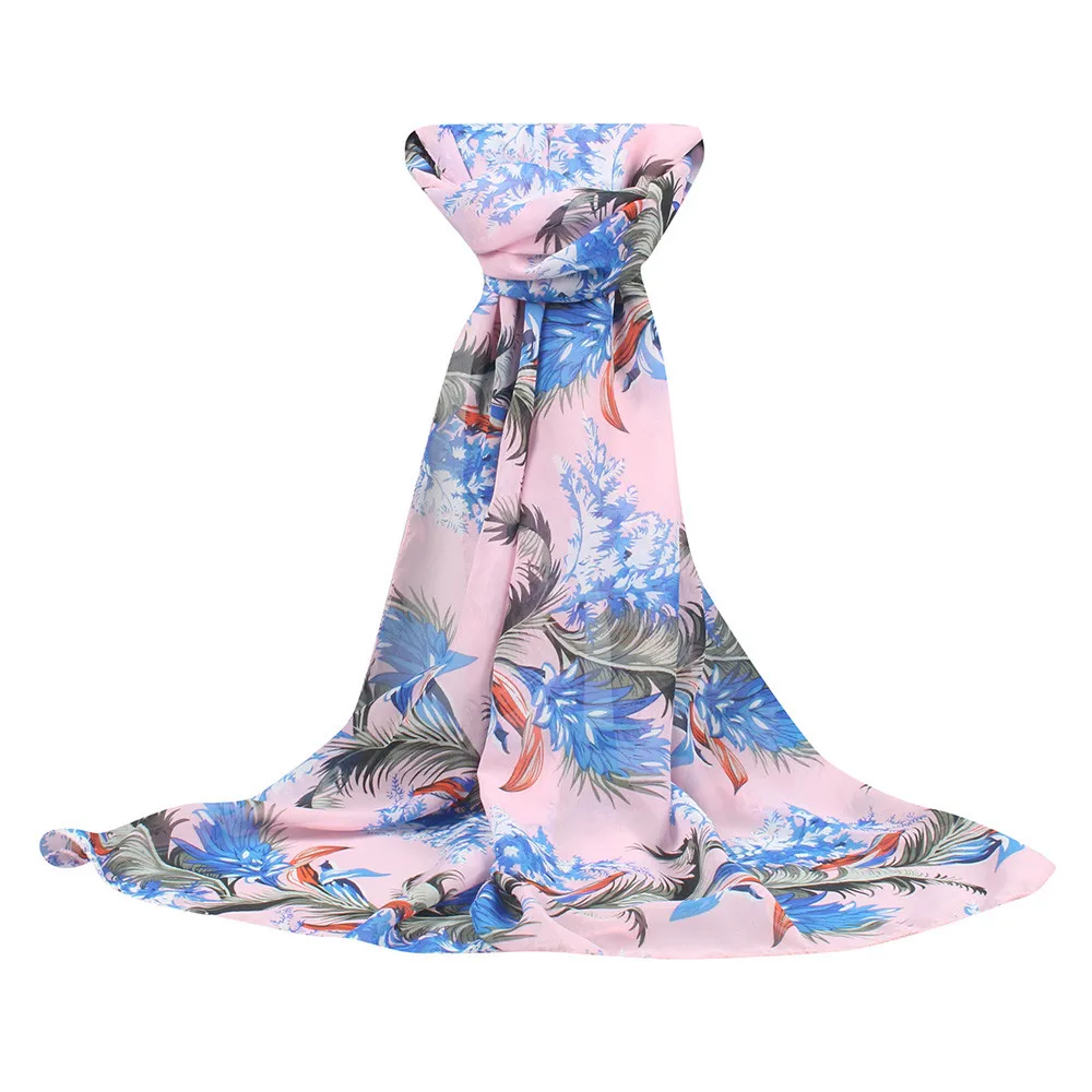 Floral Print Retro Head Neck Silk Satin Scarf Large Shawls Women Sunscreen Printed Soft Chiffon Shawl Wrap Wraps Scarves | Аксессуары