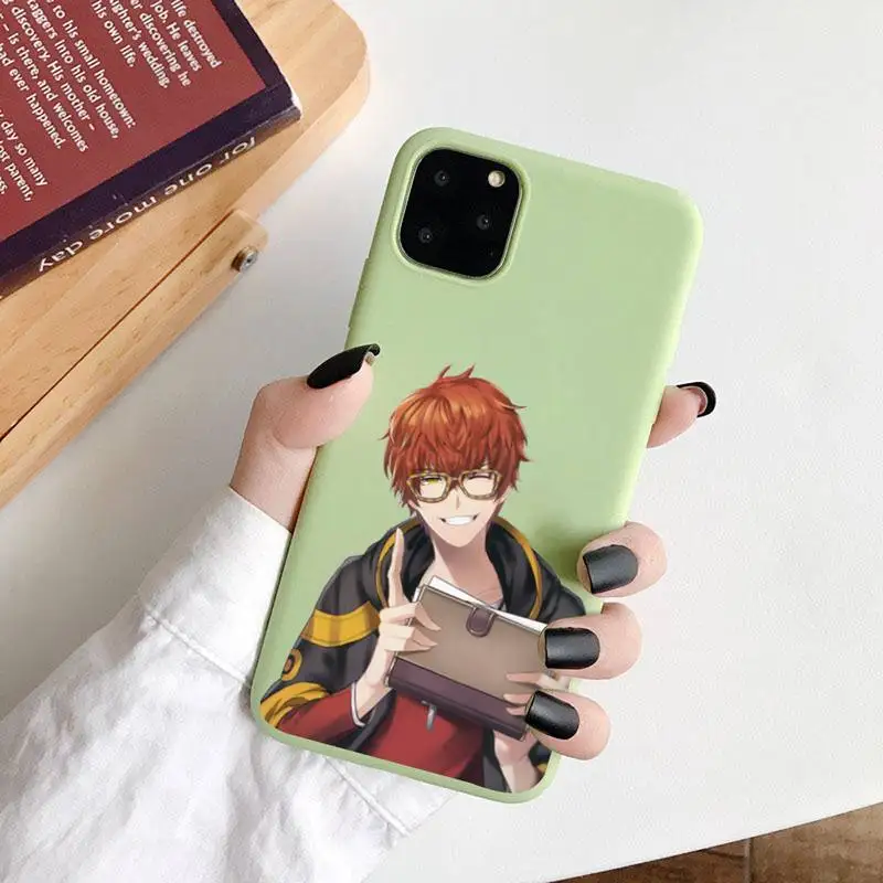 

707 Mystic Messenger Phone Case Green Candy Color for iPhone 6 7 8 11 12 s mini pro X XS XR MAX Plus