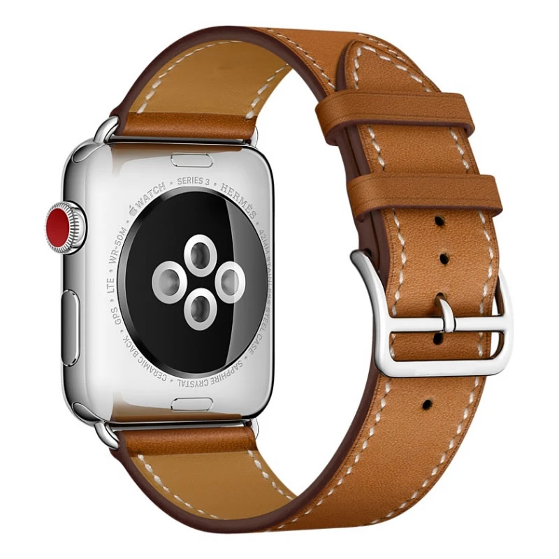 Brown Ремешок из натуральной кожи для Apple Watch 44 мм серия 5 4 3 2 Аксессуары для всех версий 42 мм ремешок 38 мм Замена браслета 40 мм - Цвет ремешка: Brown