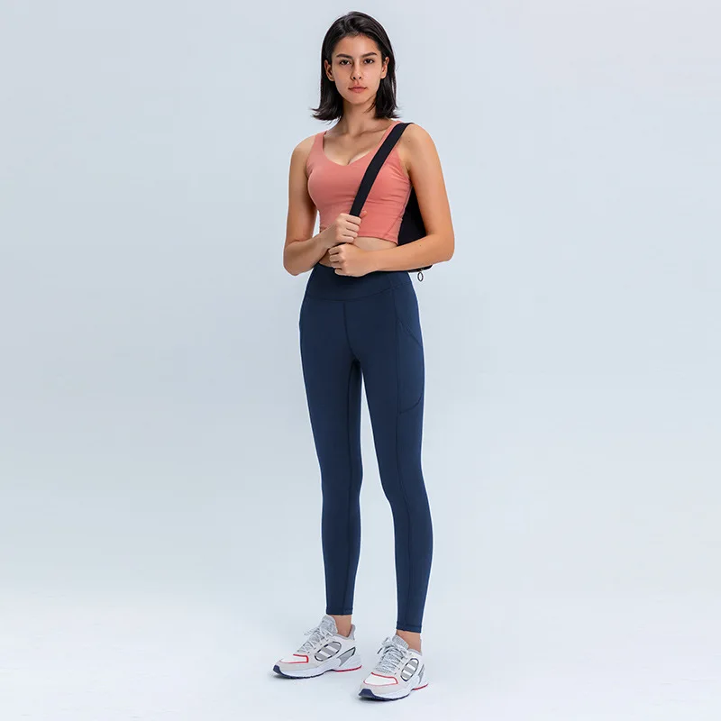 

MyZyQg Yoga Pants Women Leggings High Waist Side Pocket Fitness Sweatpants Training Running Tights Sportswear Sports Trousers