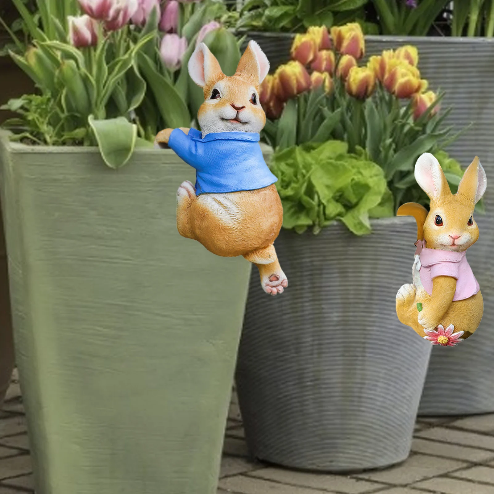 

Garden Small Rabbit Animal Decoration Resin Crafts Statues for Christmas Easter #W0