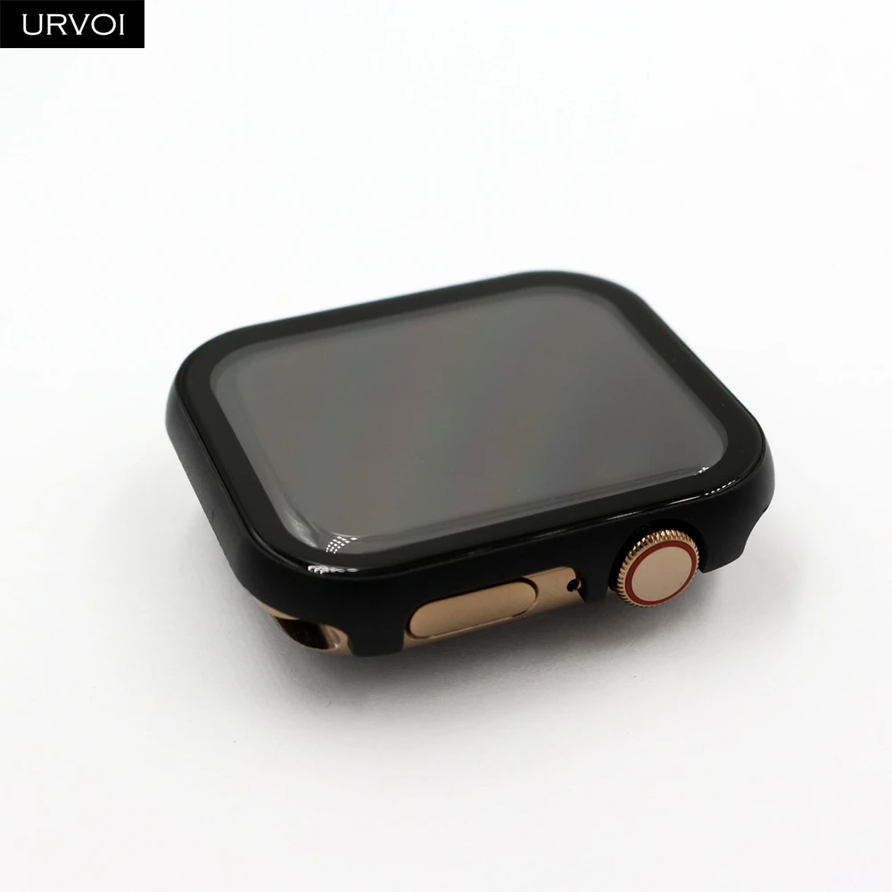 URVOI full case for Apple Watch series 6 SE 4 5 3 2 1 metal frame screen protector iWatch cover with tempered glass 40 44mm | Наручные