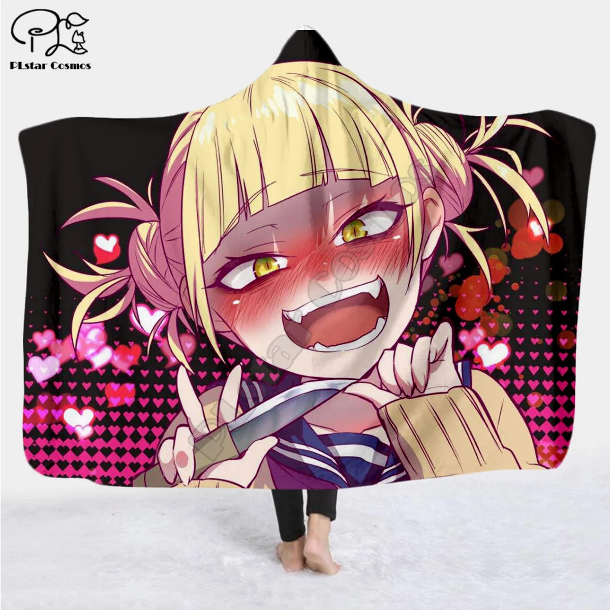 

Manga girl Character Hooded Blanket Adult colorful child Sherpa Fleece Wearable Blanket Microfiber Bedding style-4