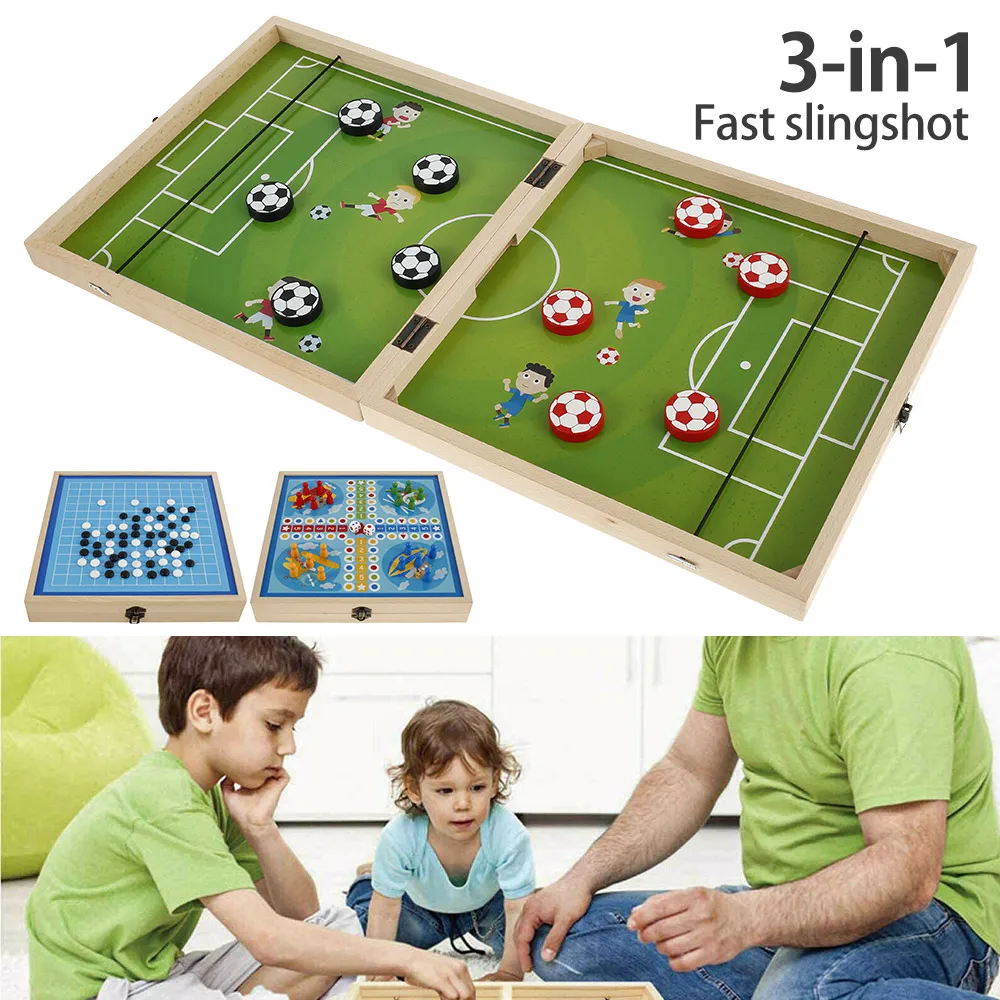 

Foldable 3in1 Foosball Winner Board Games Table Hockey Game Catapult Chess Flying Chess Parent-child Interactive Toy Party Game