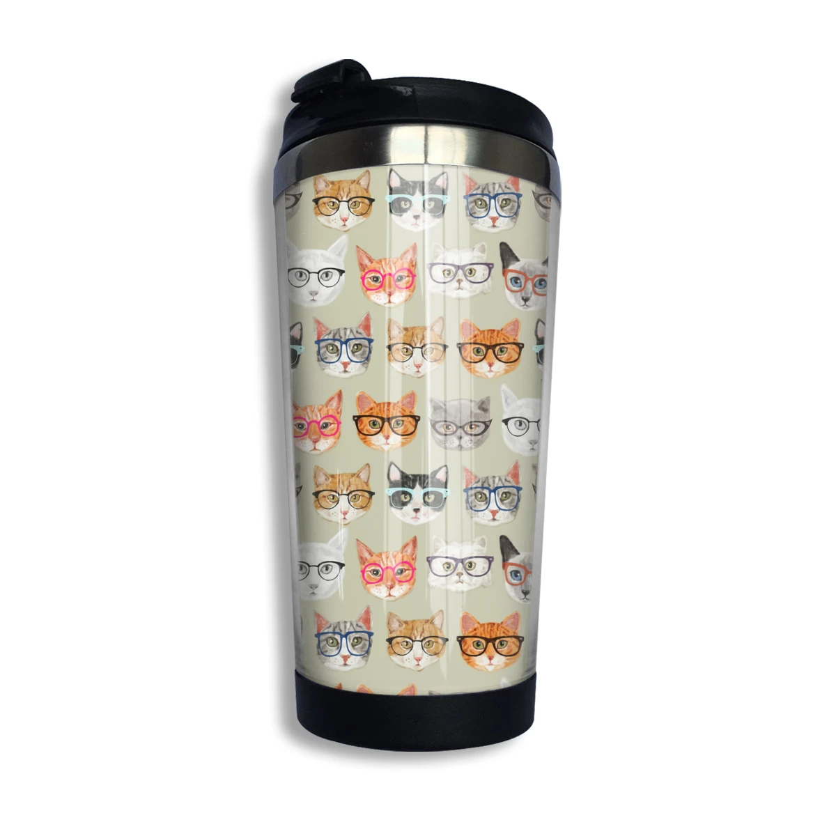 

Cat With GlassesStainless Steel Mug Travel Coffee Mug Great Birthday and Daily Gift Idea For Him or Her