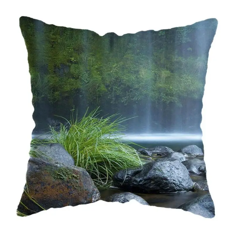 

Landscape Natural Scenery Waterfall Mountain Throw Printing Home Modern Fashion Decorative Pillowcases Car Cushion Cover 45*45cm