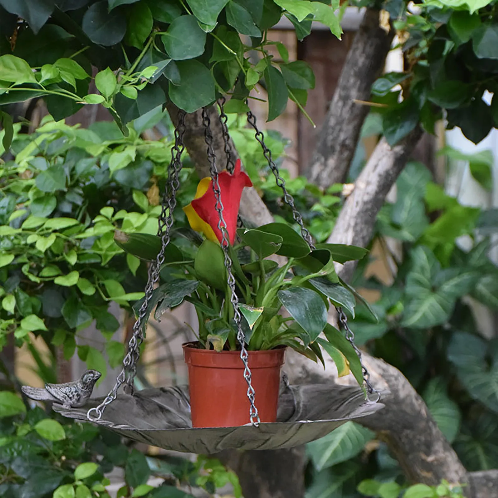 

40# Wrought Iron Bird Feeder Garden Decoration Outdoor Ornament Durable Gardening Hanging Holder For Birds Flower Pot Rack