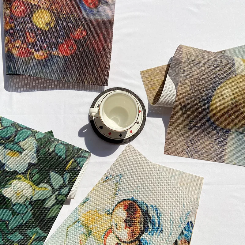 

pvc placemat Monet oil painting Creativity western food placemat, waterproof and heat insulation high quality kitchen placemat