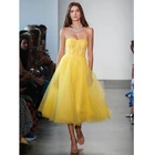 Простое вечернее платье Verngo, платье для вечевечерние, желтое платье из органзы и тюля, платья для выпускного вечера Abiye Gece Elbisesi