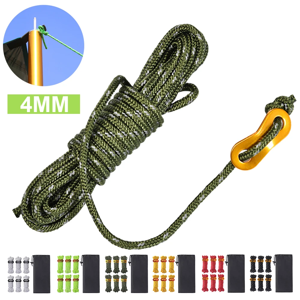 

6pcs 4 Meters Dia.4mm Cores Parachute Cord Lanyard Outdoor Camping Rope Climbing Hiking Survival Equipment Tent Accessories