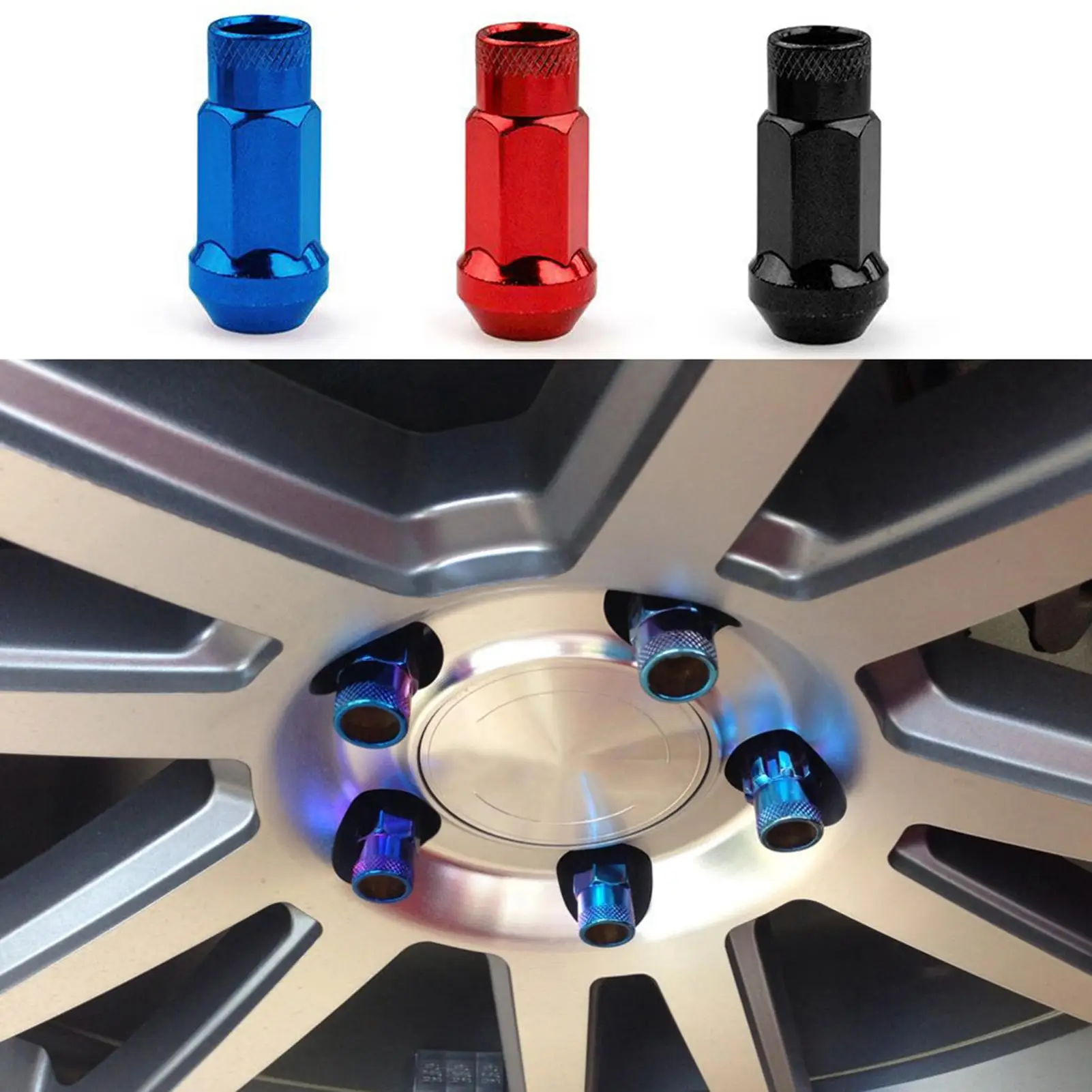 

20Pcs Modified Universal High Hardness Wheel Nuts Outer Hexagon Racing Screws Universal Car Accessories 4.7cm x 2.2cm