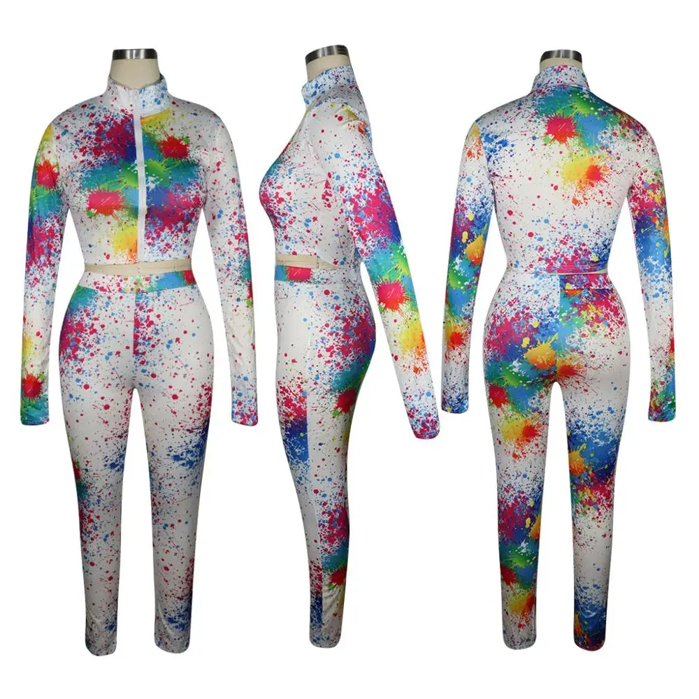 

New arrival women two-piece set+Printed zipper cover refers to a garment sweatpants suit
