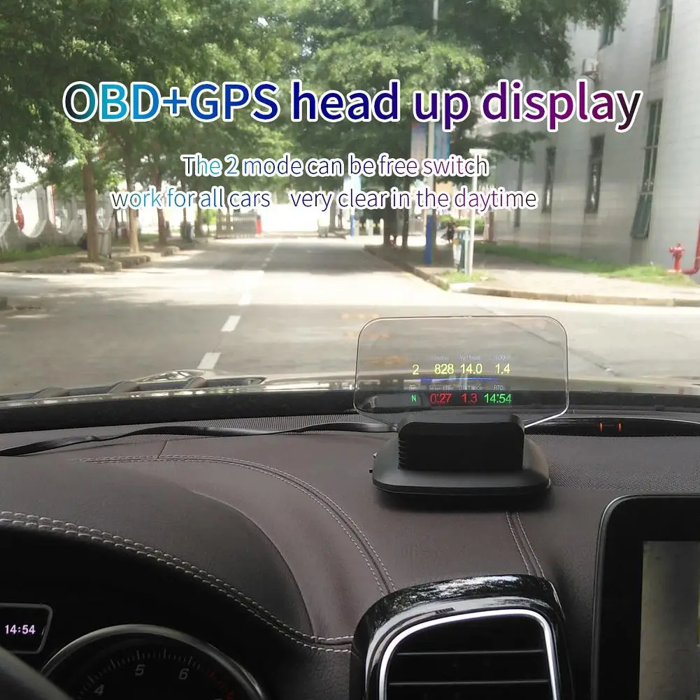 Универсальный автомобильный HUD Дисплей OBD2 + gps двойной режим головной дисплей C1 HD