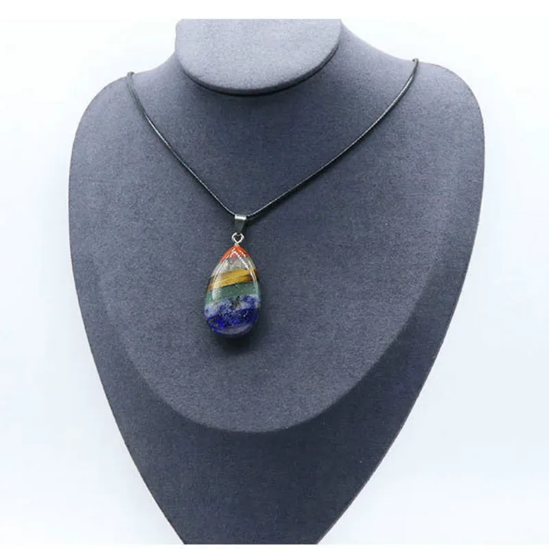 

Natural Stone Pendant Neckalce for Woman Heart-shape Chokers Crystal Healing Necklace 7 Chakra Pendant Making for Jewelry Gifts