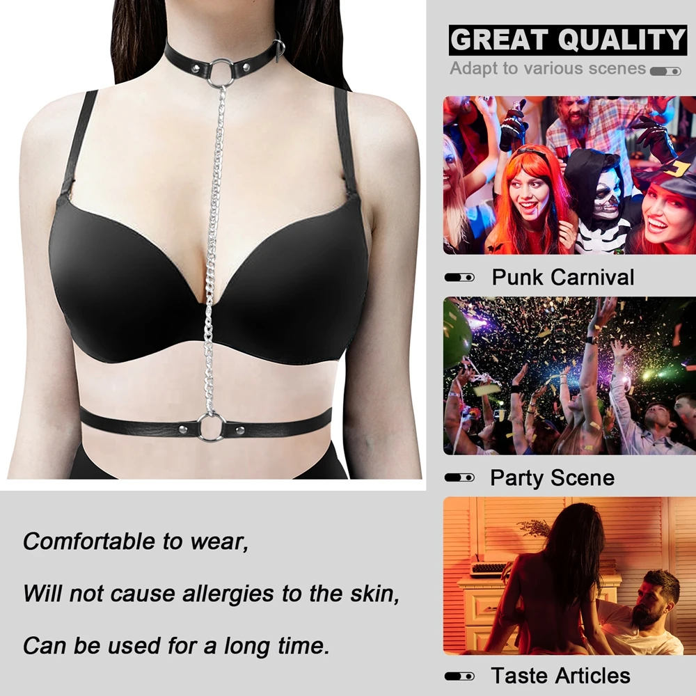 

Leather Metal Girl Harness Fashion Punk Cage Goth Chest Top Bra Sexy Lingerie Gothic Erotic Rave Wear Cosplay Dance Body Bondage