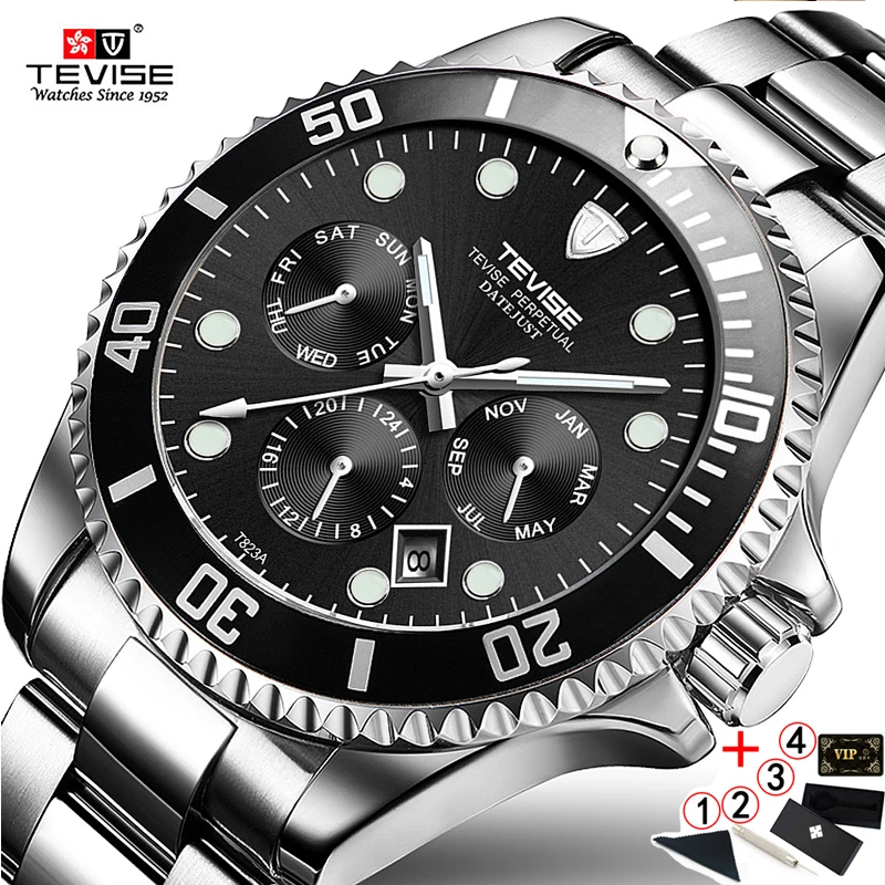 TEVISE Diver часы автоматические механические часы спортивные Топ брендовые Роскошные мужские часы мужские наручные часы montre homme