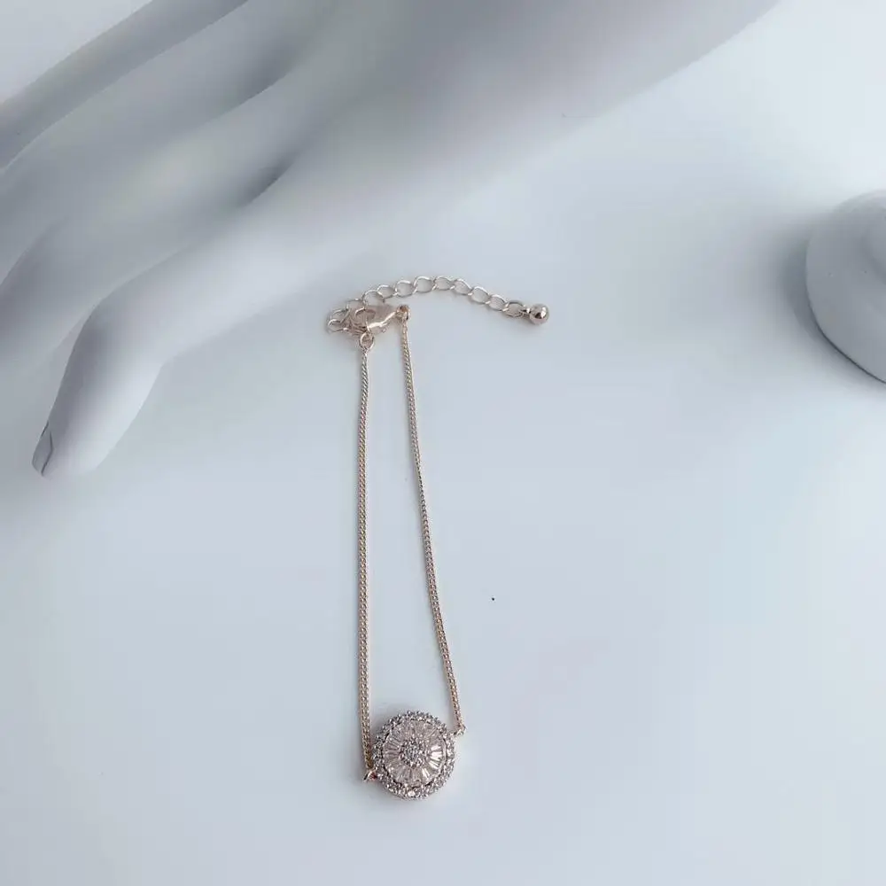 NEW ROSE GOLD COPPER ALLOY GLASS CHAIN BRACELETS FASHION JEWELRY WEDDING PARTY GIFTS FEMALE ACCESSORIES GOOD QUALITY | Украшения и