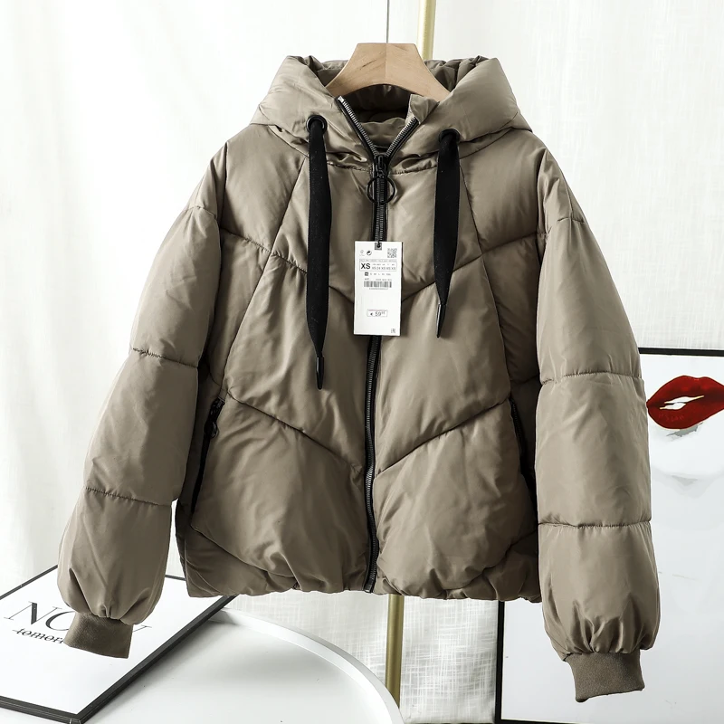 

Ailegogo 2021 Winter Hooded Parkas Cotton Padded Jackets Large Size Woman Thick Warm Coat Casual Loose Black Parka Outwear