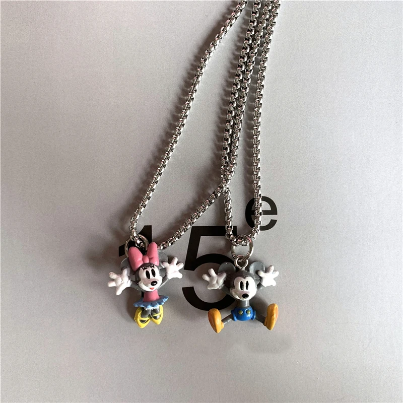 

Disney Mickey Minnie Anime figure model toys fashion pendant necklace cosplay jewelry Accessories necklace Cute cartoon gift toy