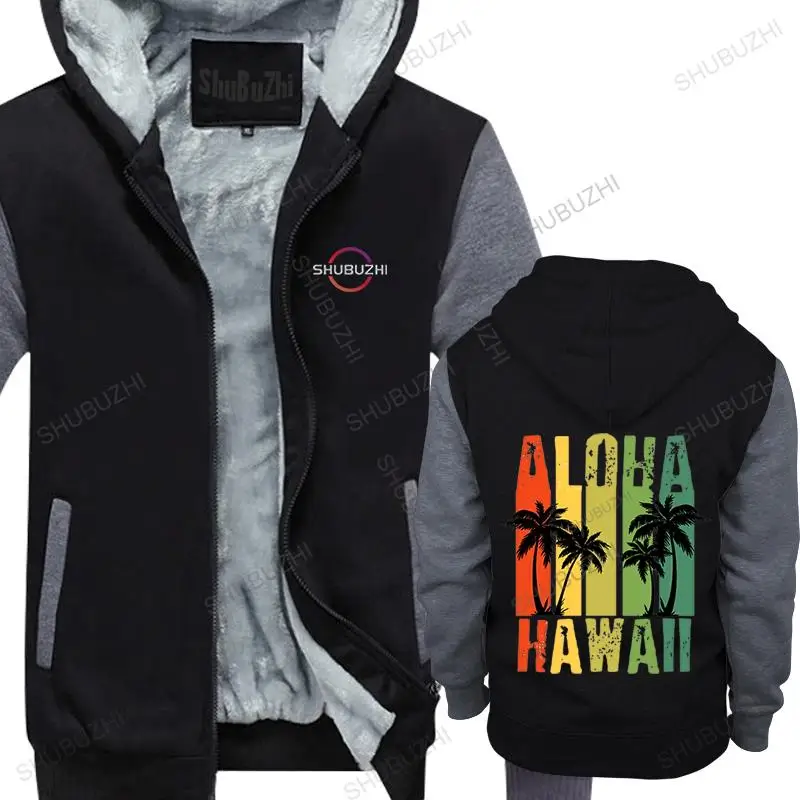 

men's winter hoody vintage zipper jacket hooded Aloha Hawaii Hawaiian Island thick hoodie Vintage 1980s Throwback warm hoodies