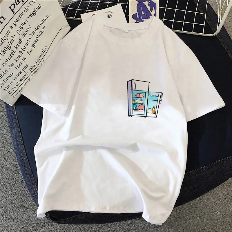 

Summer New Women's T Shirt Casual White Round Neck Ladies T-shirt Cute Refrigerator Female Short Sleeve Tee Shirts