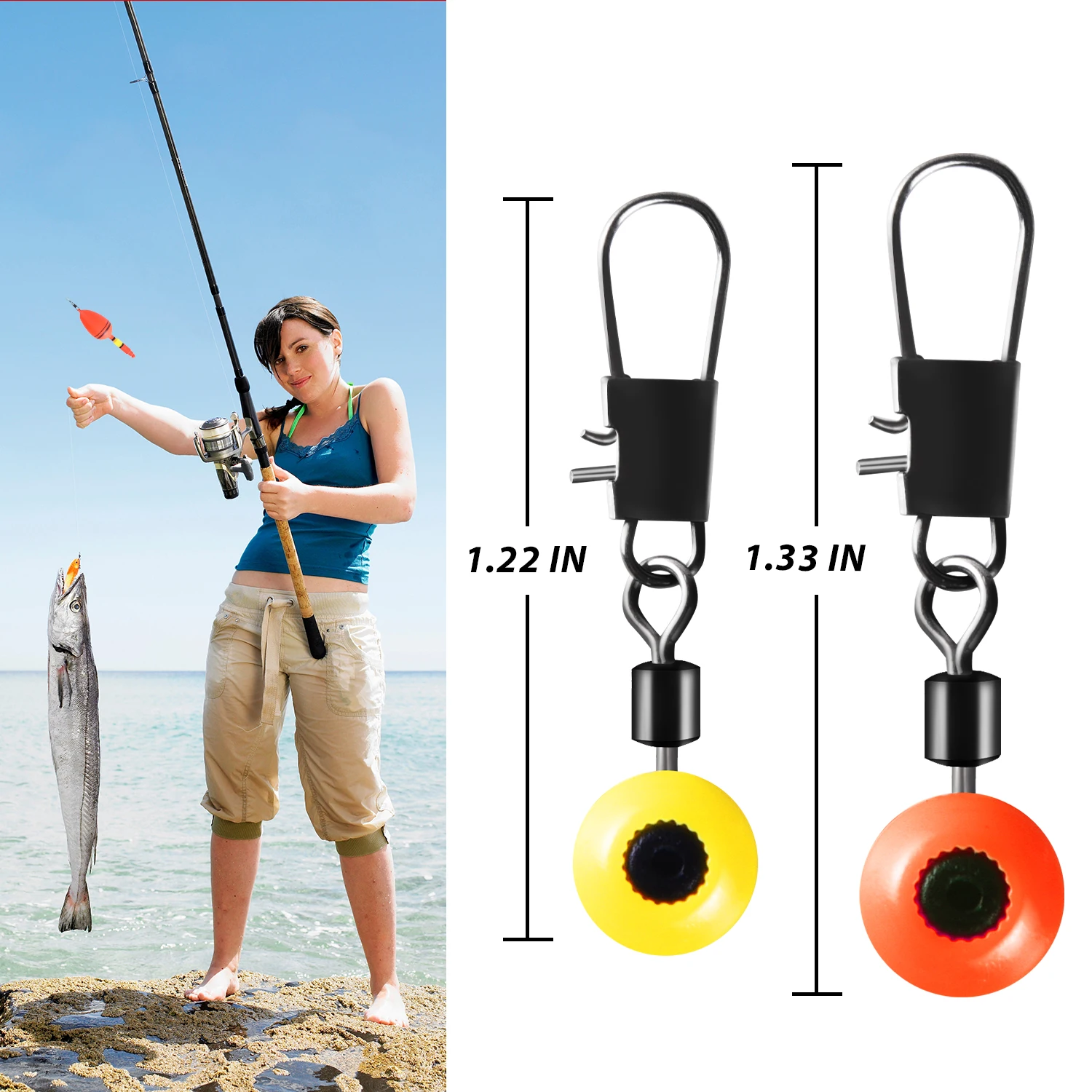 Fishing Connector Swivels Float Bobber Stops Space Beans Pin Bearing Rolling Snap for Sea Fishing Hooks Lure Tackle Accessories