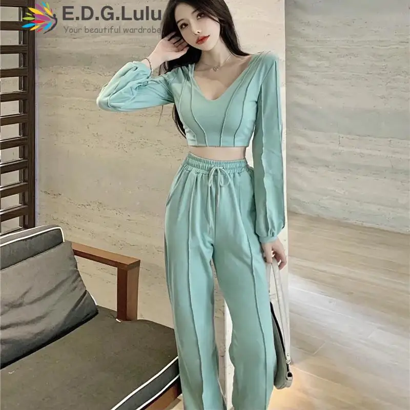 

EDGLuLu спортивные костюмы для женщин в уличном стиле осенние женские костюмы одинаковые комплекты Спортивный костюм женский спортивный кост...