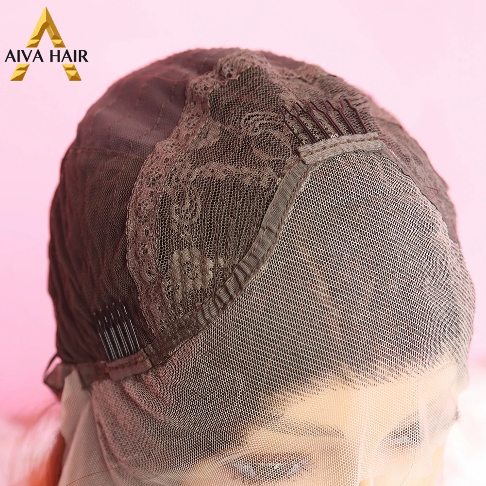 

Aiva Hair Heat Resistant Synthetic Lace Front Wig Straight Ombre Red Blue Wig Platinum Blonde Cosplay Wigs For Black Women