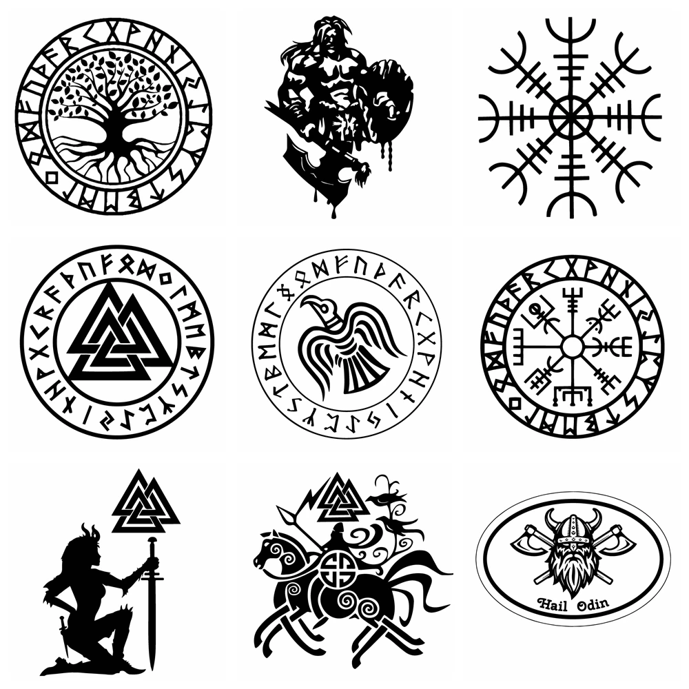 

Cartoon Viking Rune Car Sticker Fun Personality Car Sticker Decal Car Styling