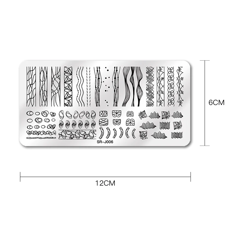 

T-TIAO CLUBStamping Plates Rectangle Geometric Line Wave Pattern Stainless Steel Nail Art Image Stamp Stencils Design