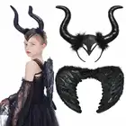 Черная волшебная повязка на голову с изображением королевы зла для детей, злодейская ведьма, аксессуары для косплея, комикс, товары для вечеринки, головной убор на Хэллоуин