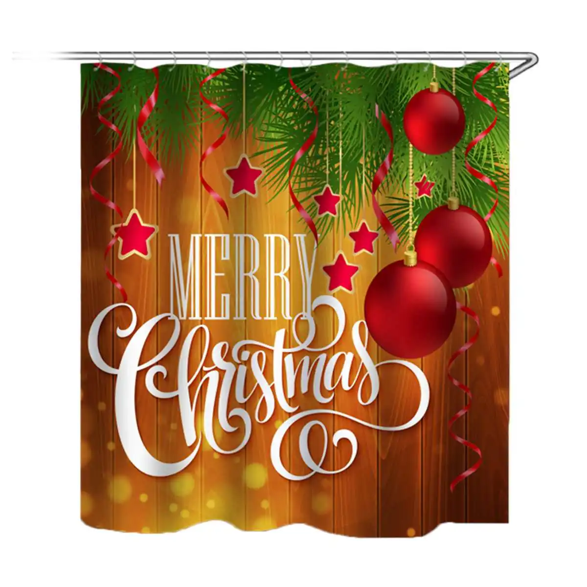 type 1 curtain Merry Рождественский набор для ванной Рождественская елка Санта узор ткань занавеска для душа Туалет крышка коврик для ванной нескользящий ковер домашний декор - Цвет: type 1 curtain
