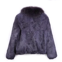 Natural 100 Rex Rabbit Winter Woman Fashion Genuine Coats Women Racoon Fur Collar Coat Warm H089