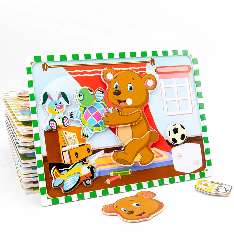 Vokmascot Монтессори игра Раннее Обучение игрушки головоломка карточка животное