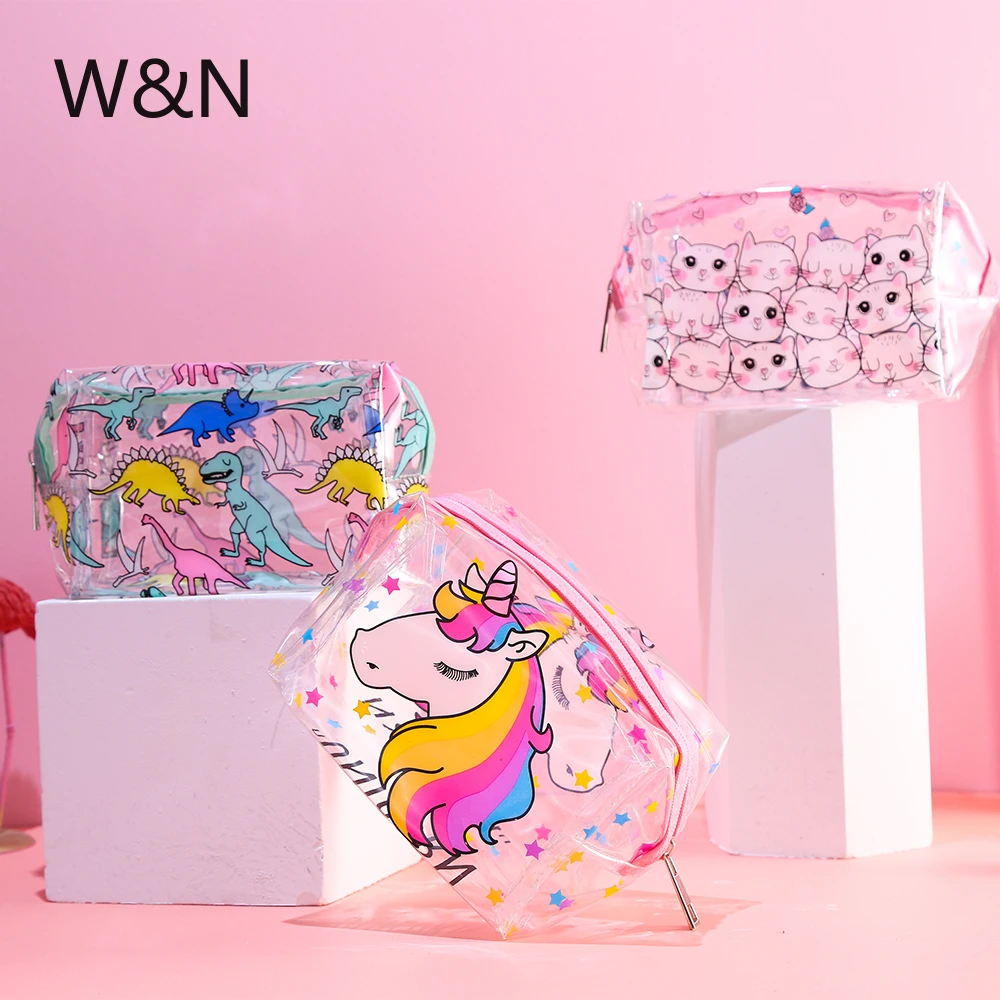 Чехол для карандашей Kawaii прозрачный с изображением единорога большой емкости