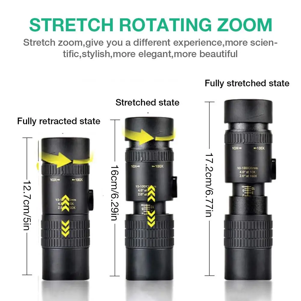 

4K 10-300X40MM Super Telephoto Zoom Monocular Telescope Waterproof For Smart Phones Bird Watching/Hunting/Outdoor Camping
