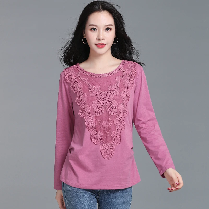 

4XL plus size blusas mujer de moda 2019 O-Neck Casual Regular women long sleeve shirts ladies tops womens clothing 7898 50